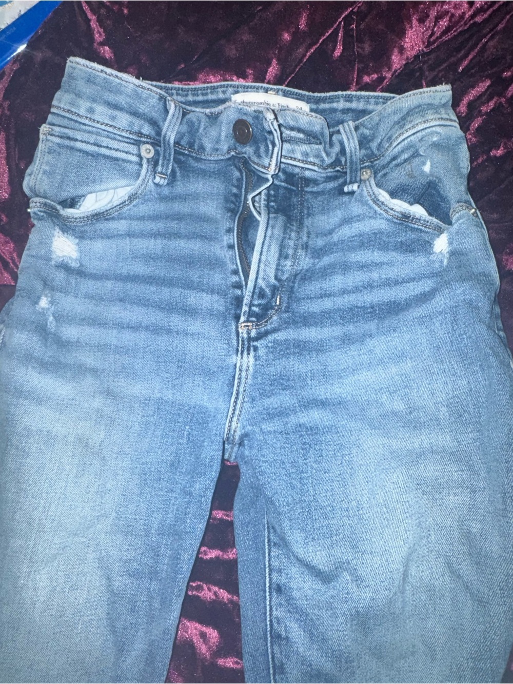 Abercrombie & Fitch Light Blue High-Rise Distressed Jeans